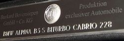 plaque bmw alpina