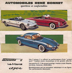 automobiles rené bonnet gamme brochure publicité