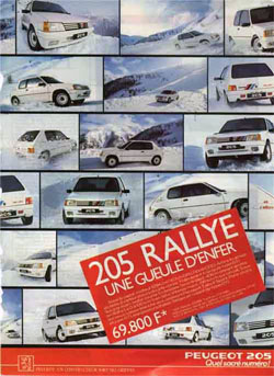 publicite 205 rallye