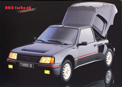 brochure catalogue peugeot 205 turbo 16 serie 200