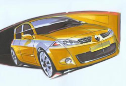 croquis design renault sport megane 2 rs 225 ch