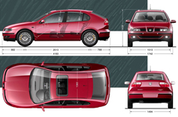 dimensions seat leon 20vt 180 ch