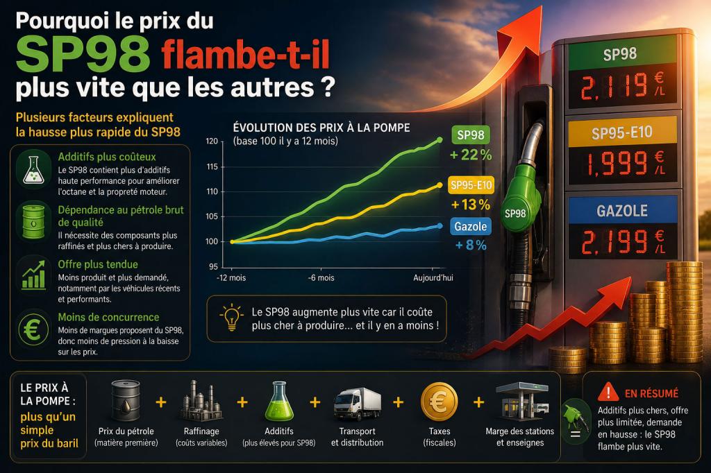 Carburants : pourquoi le prix du SP98 augmente plus vite ?