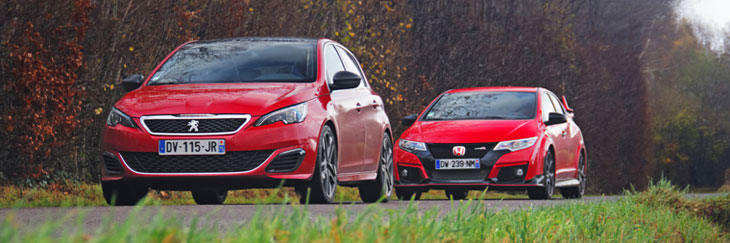 essai comparatif peugeot 308 gti 270 honda civic type r fk2