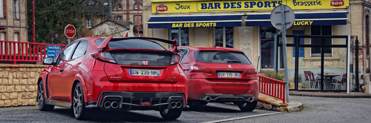 essai comparatif peugeot 308 gti 270 honda civic type r fk2