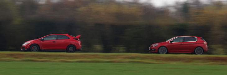 essai comparatif peugeot 308 gti 270 honda civic type r fk2