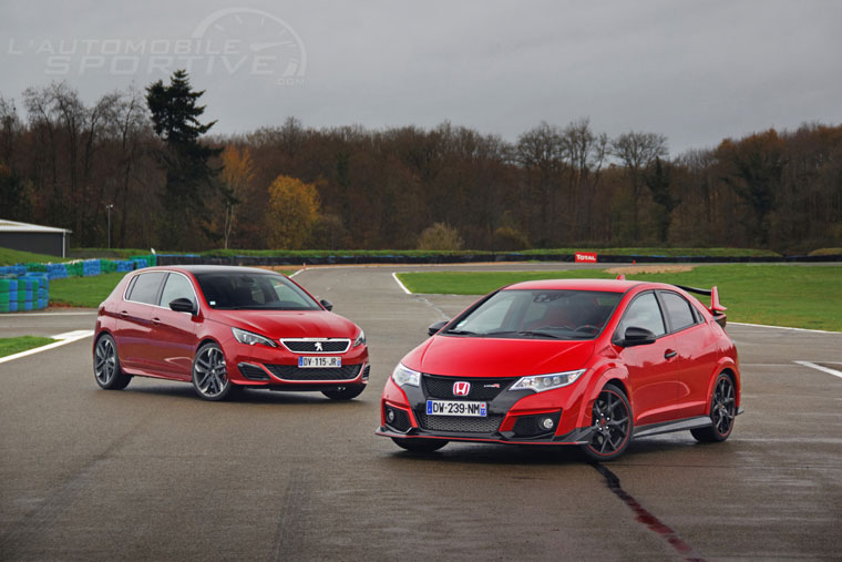 comparatif peugeot 308 gti 270 honda civic type r 2015