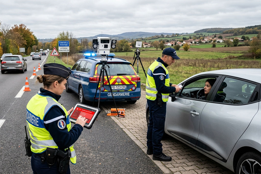 Contrôle routier avec lecture automatisée de plaque d'immatriculation