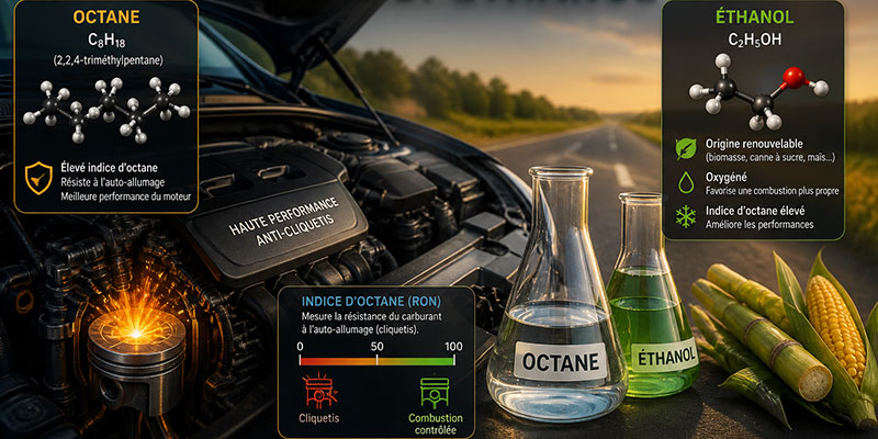 différences octane ethanol carburants sp98 vs sp95-e10